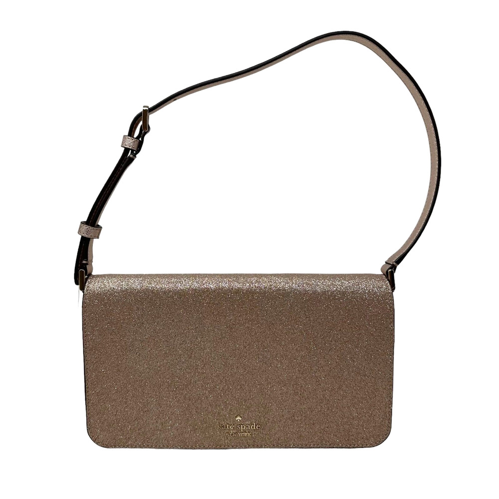 Kate Spade Smooth Glitter Tinsel Flap Shoulder Bag In Rose Gold KE595 $329